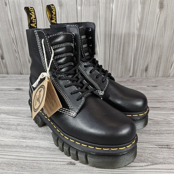 Dr. Martens Womens Audrick White Stitch Leather Platform Lace Up Boots - Size 7 - Picture 1 of 12